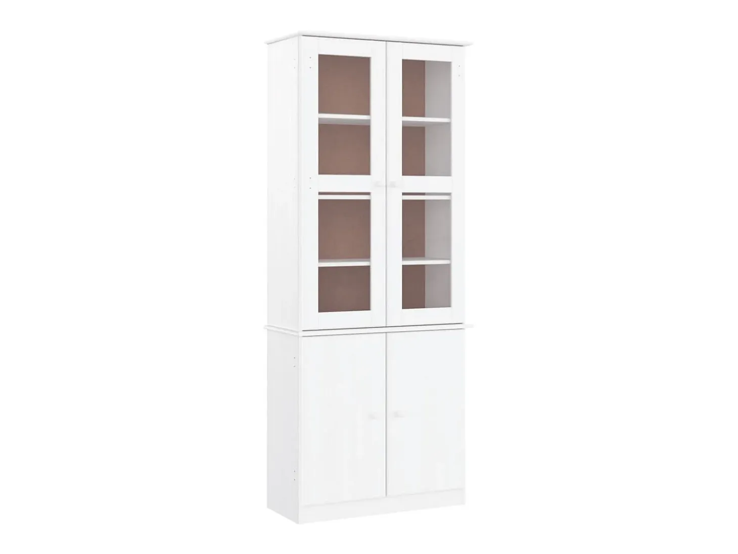 Vitrina ALTA de cristal blanco 77x35x186,5 cm madera maciza de pino