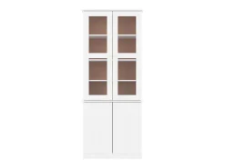 Vitrina ALTA de cristal blanco 77x35x186,5 cm madera maciza de pino