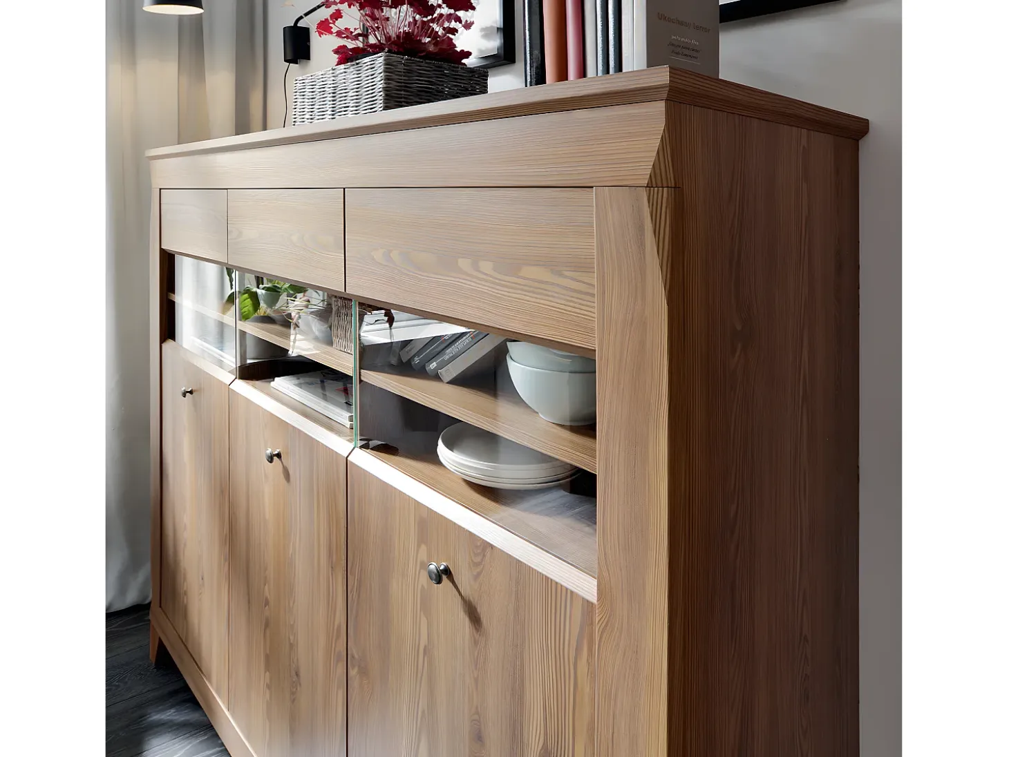 Vitrina baja 3 puertas Raya Madera