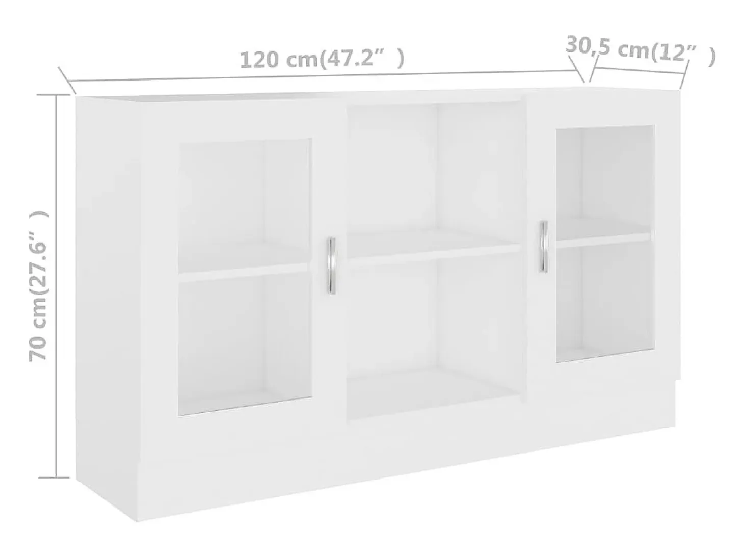 Vitrina blanca 120x30,5x70 cm Madera contrachapada
