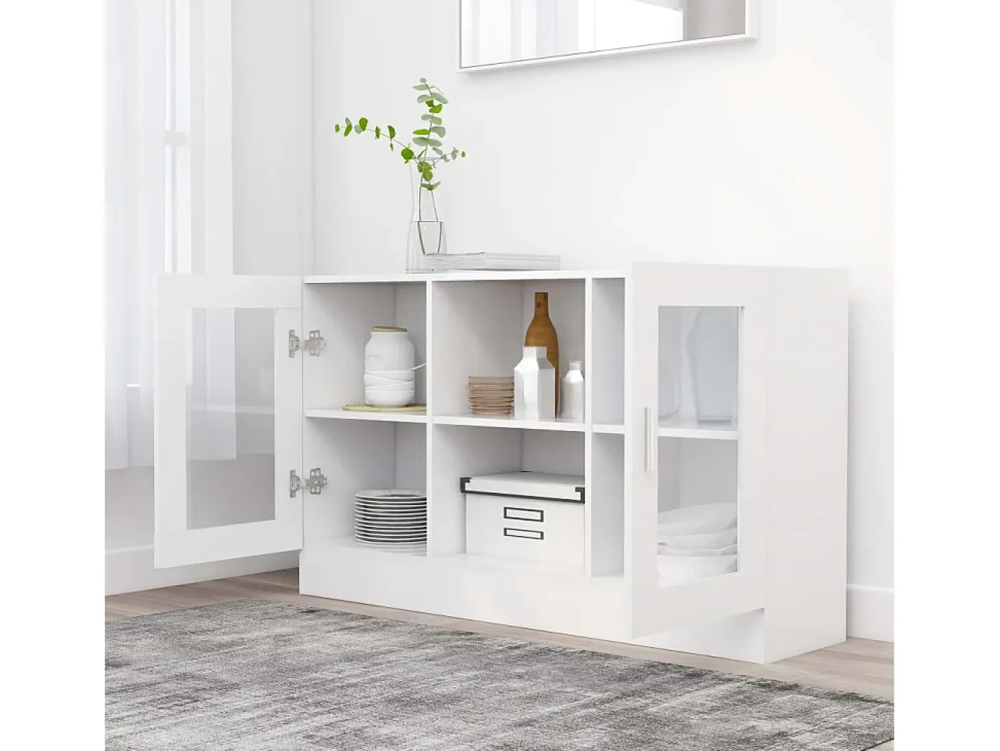 Vitrina blanca 120x30,5x70 cm Madera contrachapada