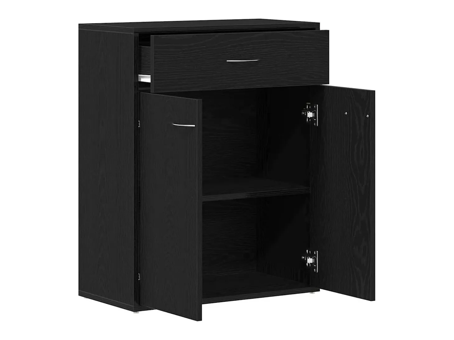 Vitrina con cajón Negro 60 x 30 x 75 cm Madera contrachapada