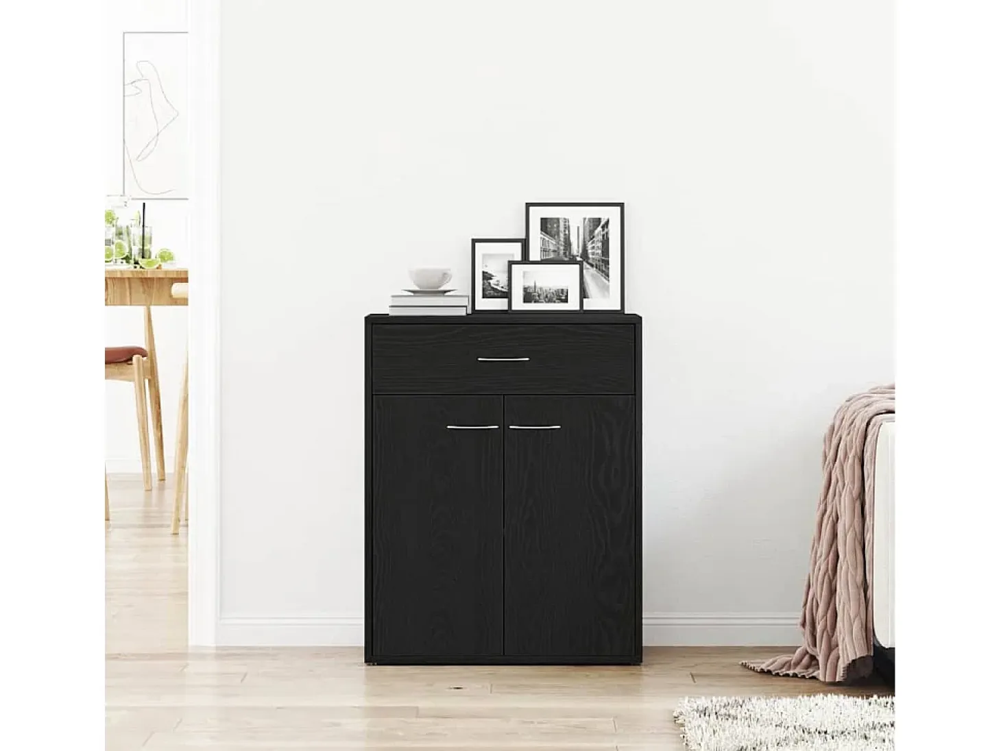 Vitrina con cajón Negro 60 x 30 x 75 cm Madera contrachapada