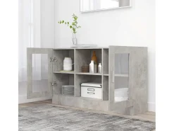 Vitrina de aglomerado gris hormigón 120x30,5x70 cm