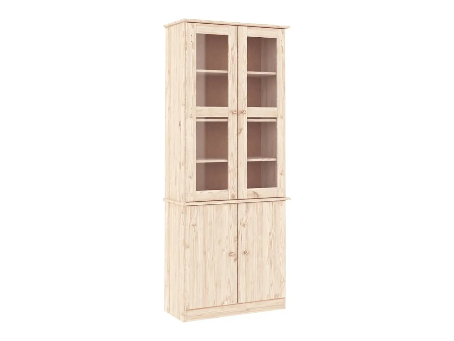 Vitrina de cristal ALTA 77x35x186,5 cm madera maciza de pino