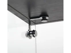 Vitrina de cristal con 3 estantes, 127 x 45 x 14 cm, vitrina de pie, vitrina para salón, color negro