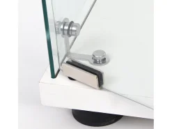 Vitrina de cristal con 3 estantes, 127 x 45 x 14 cm, vitrina de pie, vitrina para salón, color blanco