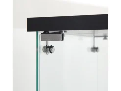 Vitrina de cristal con iluminación LED, 1 puerta y 3 compartimentos, 125 x 40 x 36 cm, color negro