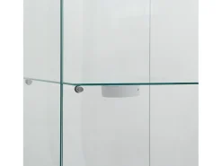 Vitrina de cristal con iluminación LED, 1 puerta y 3 compartimentos, 125 x 40 x 36 cm, Blanco