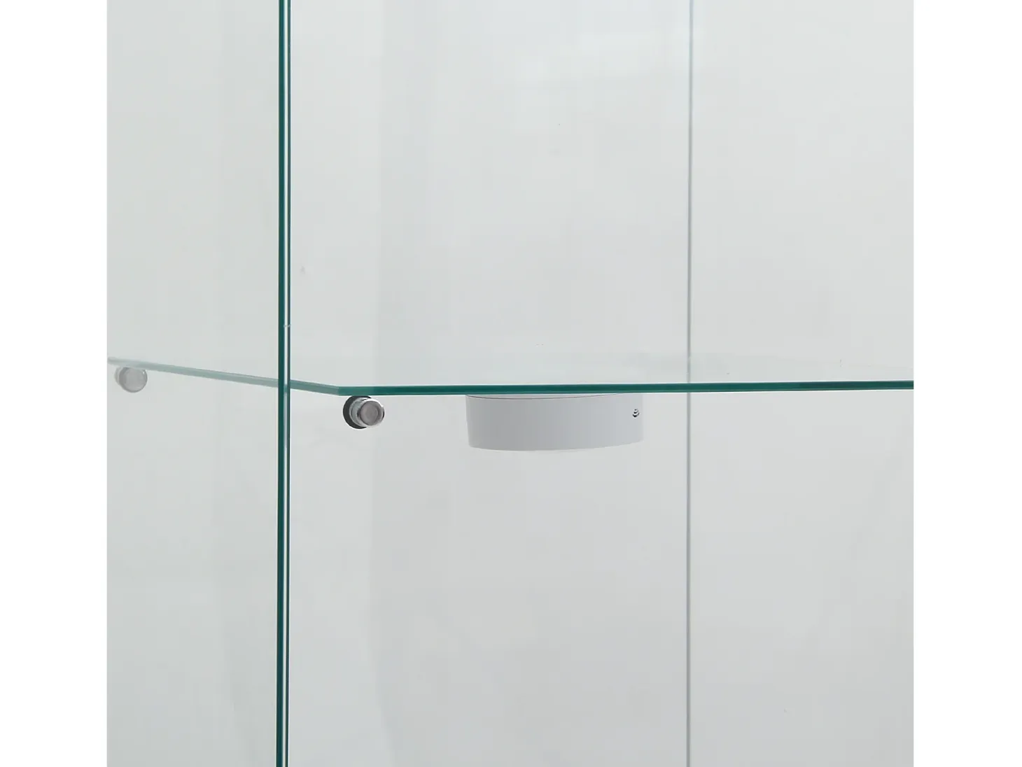 Vitrina de cristal con iluminación LED, 1 puerta y 3 compartimentos, 125 x 40 x 36 cm, Blanco