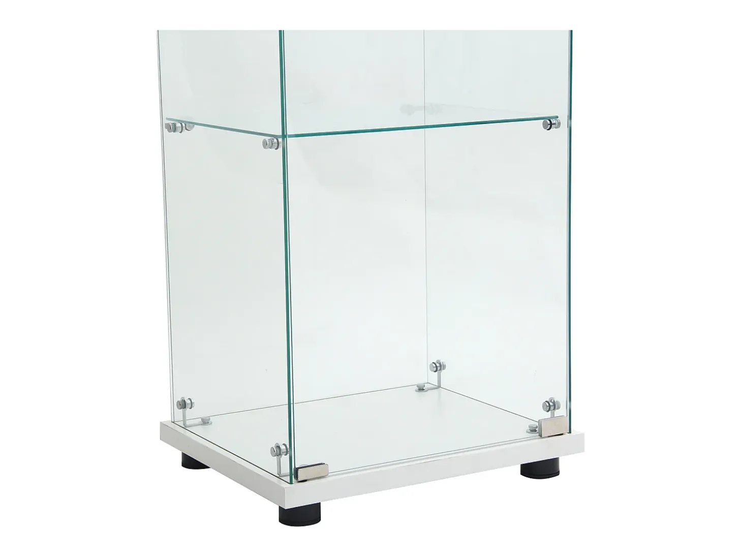 Vitrina de cristal con iluminación LED, 1 puerta y 3 compartimentos, 125 x 40 x 36 cm, Blanco