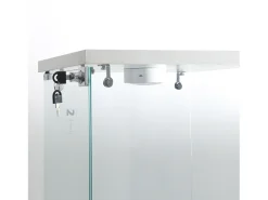 Vitrina de cristal con iluminación LED, 1 puerta y 3 compartimentos, 125 x 40 x 36 cm, Blanco