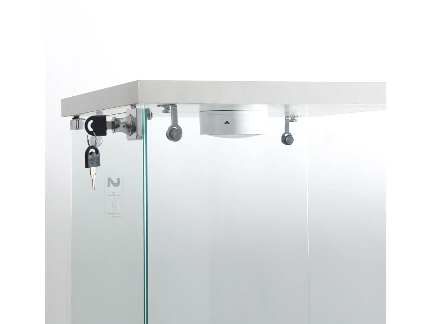 Vitrina de cristal con iluminación LED, 1 puerta y 3 compartimentos, 125 x 40 x 36 cm, Blanco