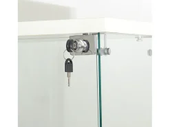 Vitrina de cristal de 4 capas con iluminación LED, vitrina para salón, vitrina de colección, color blanco