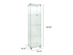 Vitrina de cristal de 4 capas con iluminación LED, vitrina para salón, vitrina de colección, color blanco