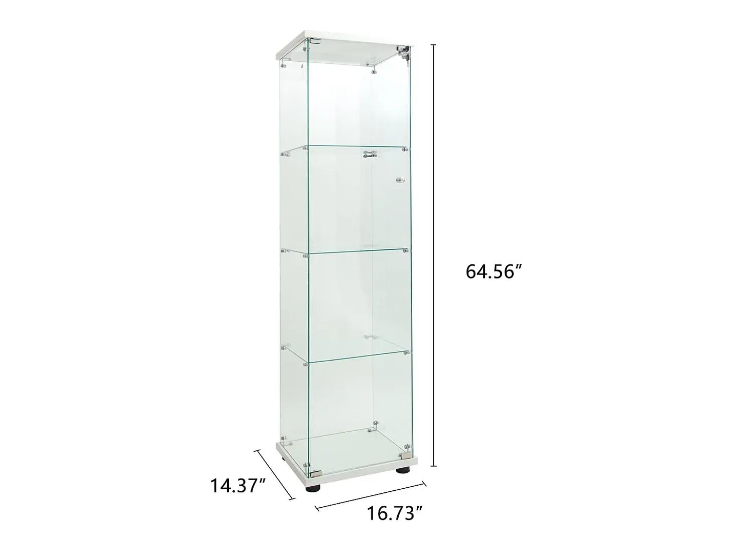 Vitrina de cristal de 4 capas con iluminación LED, vitrina para salón, vitrina de colección, color blanco