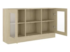 Vitrina de madera contrachapada color roble 120x30,5x70 cm
