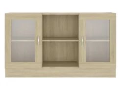 Vitrina de madera contrachapada color roble 120x30,5x70 cm