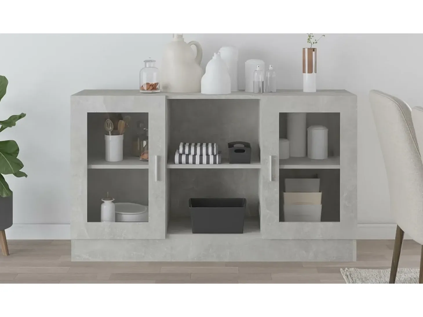 Vitrina de madera de ingeniería gris 120x30,5x70 cm