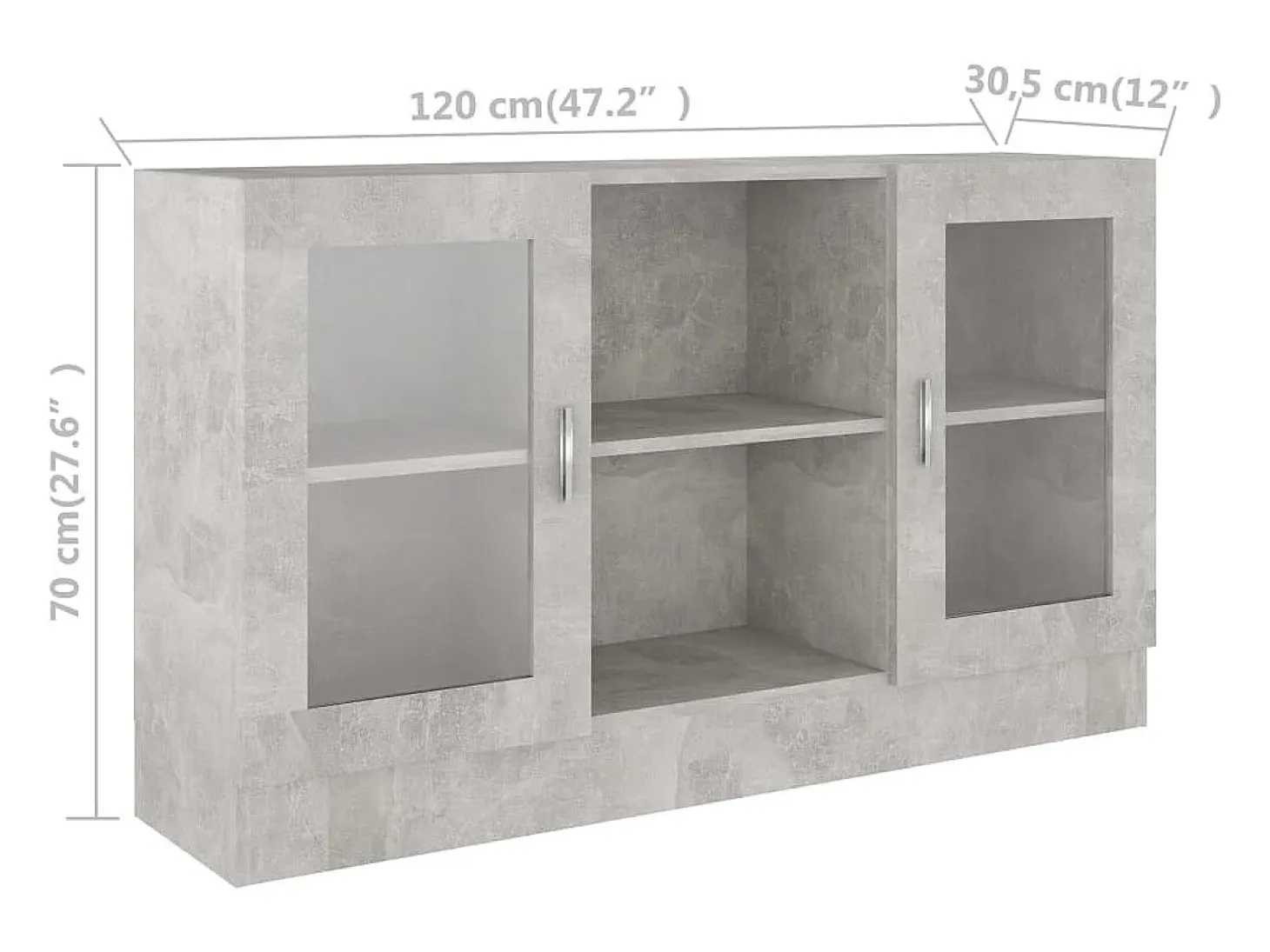 Vitrina de madera de ingeniería gris 120x30,5x70 cm