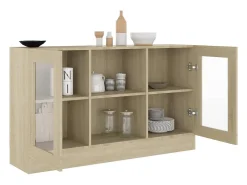 Vitrina de roble Sonoma 120x30,5x70 cm Madera de ingeniería