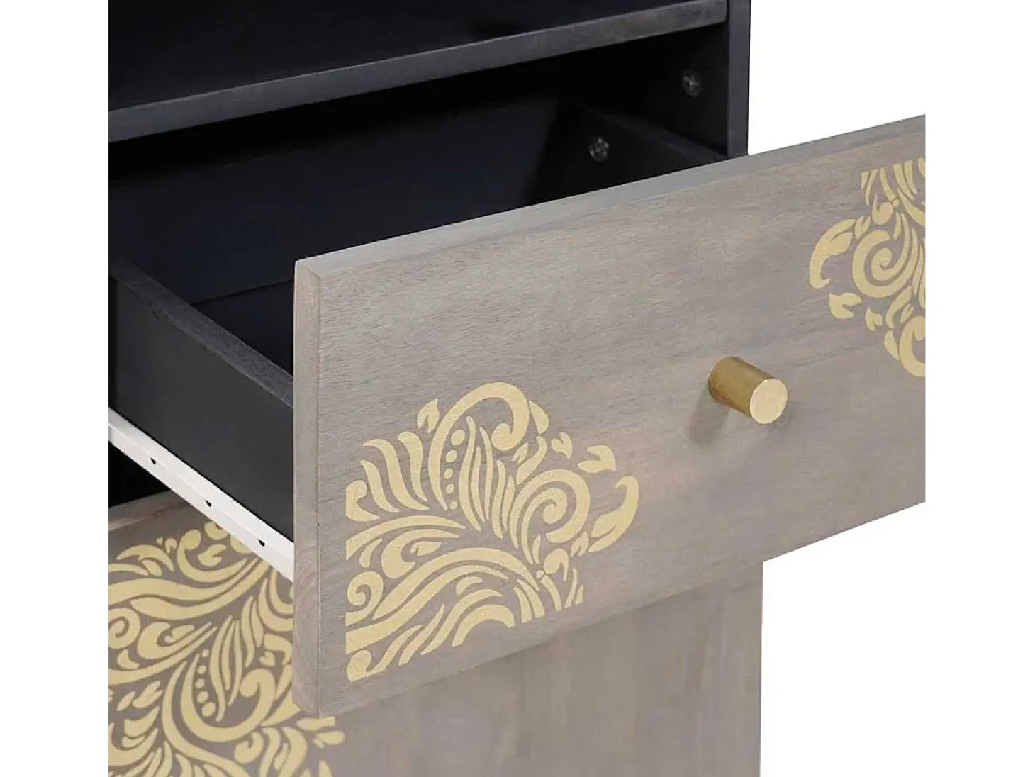 Vitrina Gris 38 x 33.5 x 160 cm Madera maciza de Mango