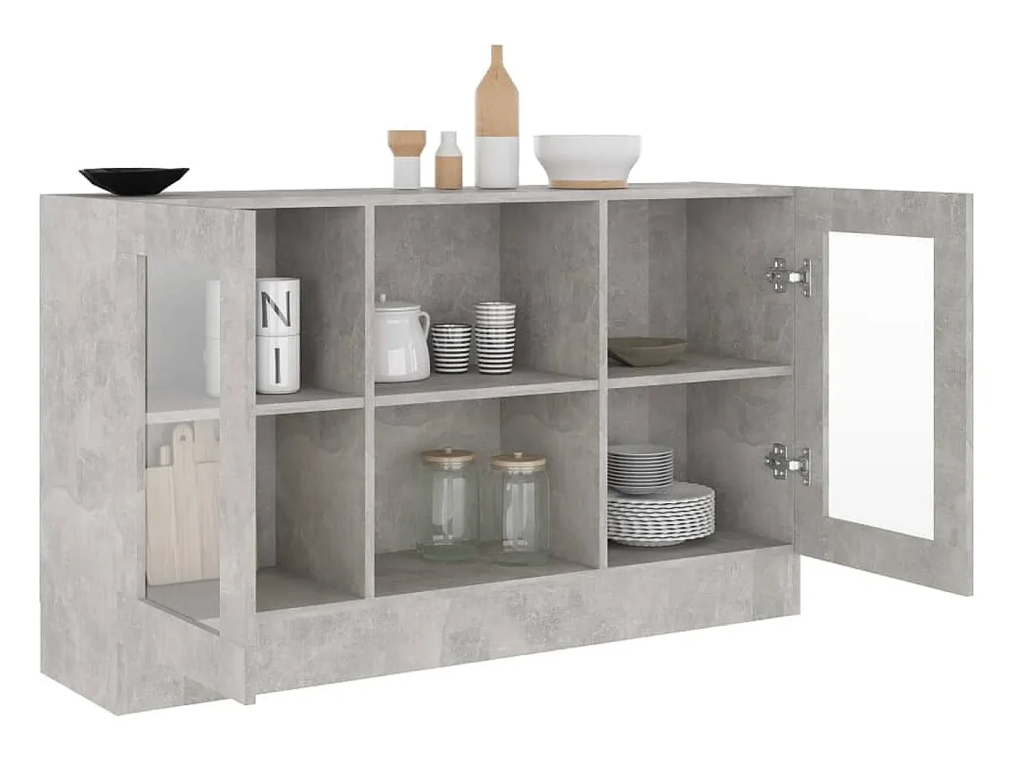 Vitrina gris hormigón 120x30,5x70 cm Madera de ingeniería