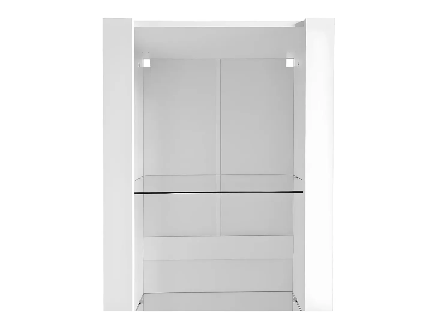 Vitrina L 166 cm con LED - 3 estantes de cristal - Blanco