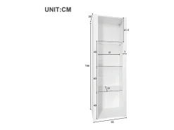 Vitrina L 166 cm con LED - 3 estantes de cristal - Blanco
