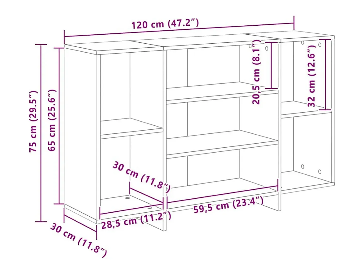 Vitrina Madera vieja 120 x 30 x 75 cm Madera contrachapada