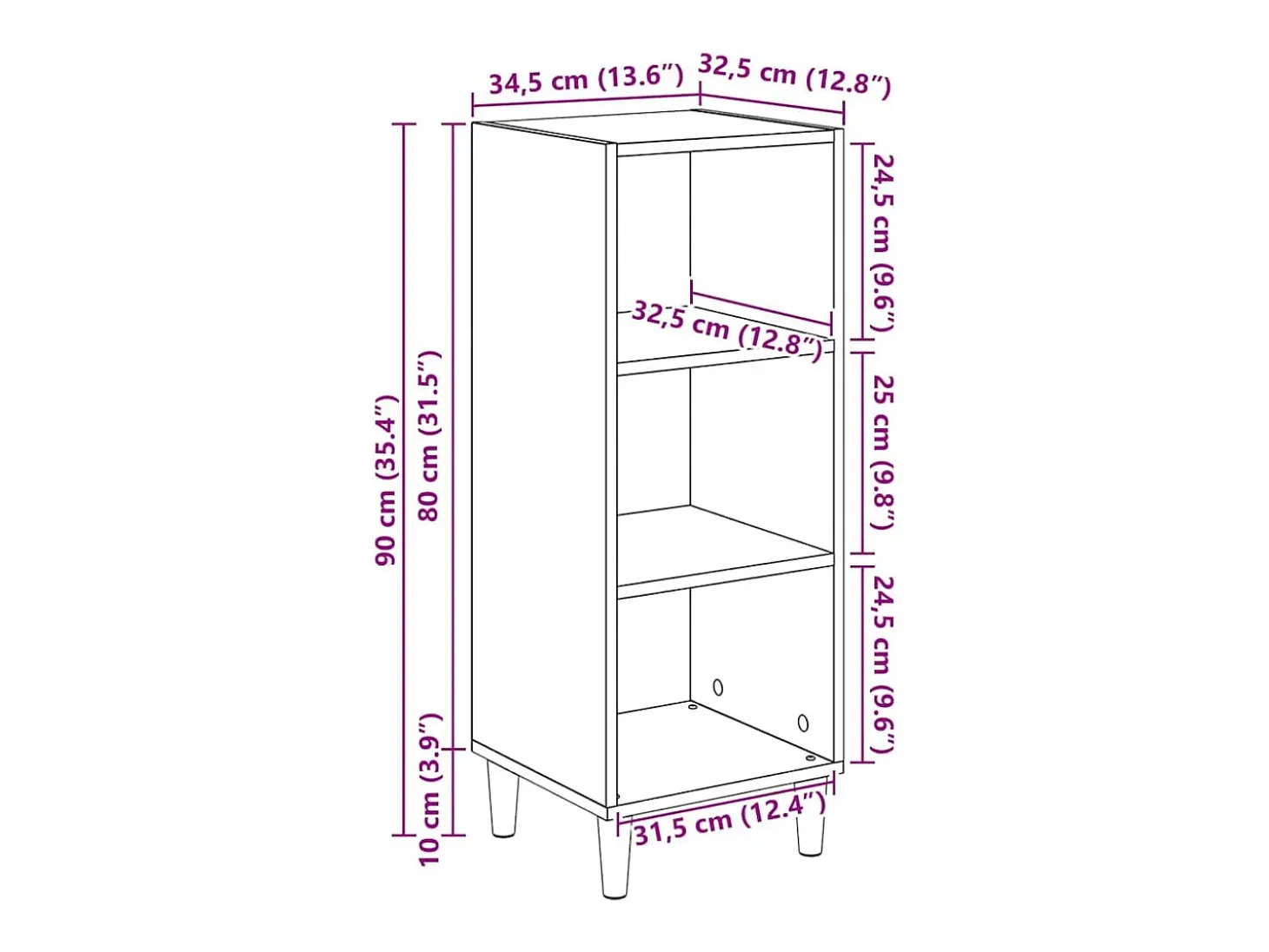Vitrina Madera vieja 32.5 x 34.5 x 90 cm Madera contrachapada