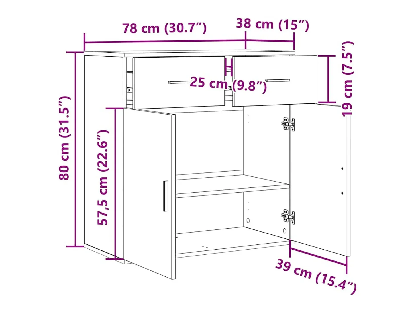 Vitrina Madera vieja 79 x 38 x 80 cm Madera contrachapada