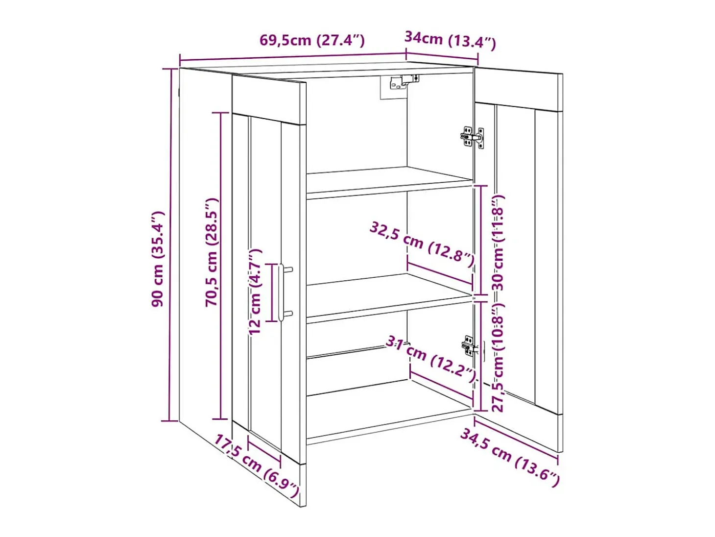 Vitrina Marrón 69.5 x 34 x 90 cm Madera contrachapada