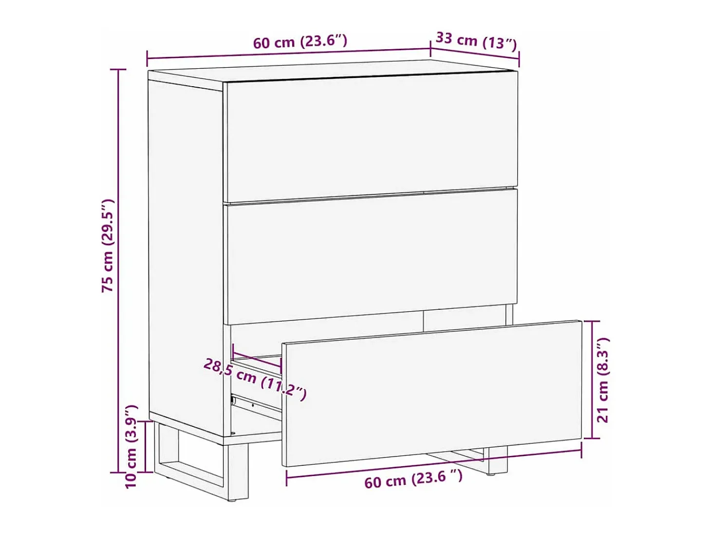 Vitrina Marrón 60 x 33.5 x 75 cm Madera maciza de Mango