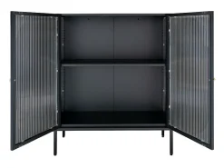 Vitrina negra con puerta ondulada de vidrio 90 x 35 x 110 cm