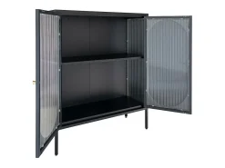 Vitrina negra con puerta ondulada de vidrio 90 x 35 x 110 cm