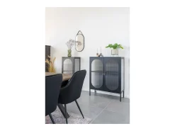 Vitrina negra con puerta ondulada de vidrio 90 x 35 x 110 cm