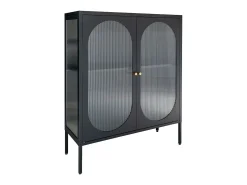 Vitrina negra con puerta ondulada de vidrio 90 x 35 x 110 cm
