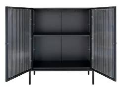 Vitrina negra con puerta ondulada de vidrio 90 x 35 x 110 cm