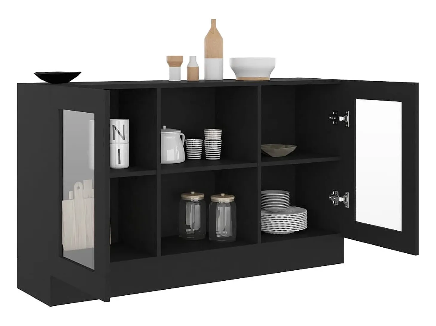 Vitrina negra 120x30,5x70 cm Madera de ingeniería