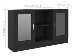 Vitrina negra 120x30,5x70 cm Madera de ingeniería