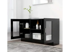 Vitrina negra 120x30,5x70 cm Madera de ingeniería