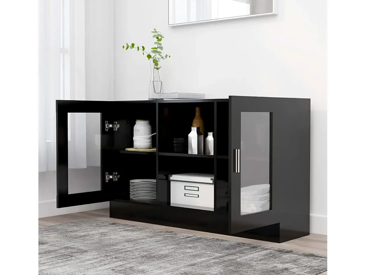 Vitrina negra 120x30,5x70 cm Madera de ingeniería