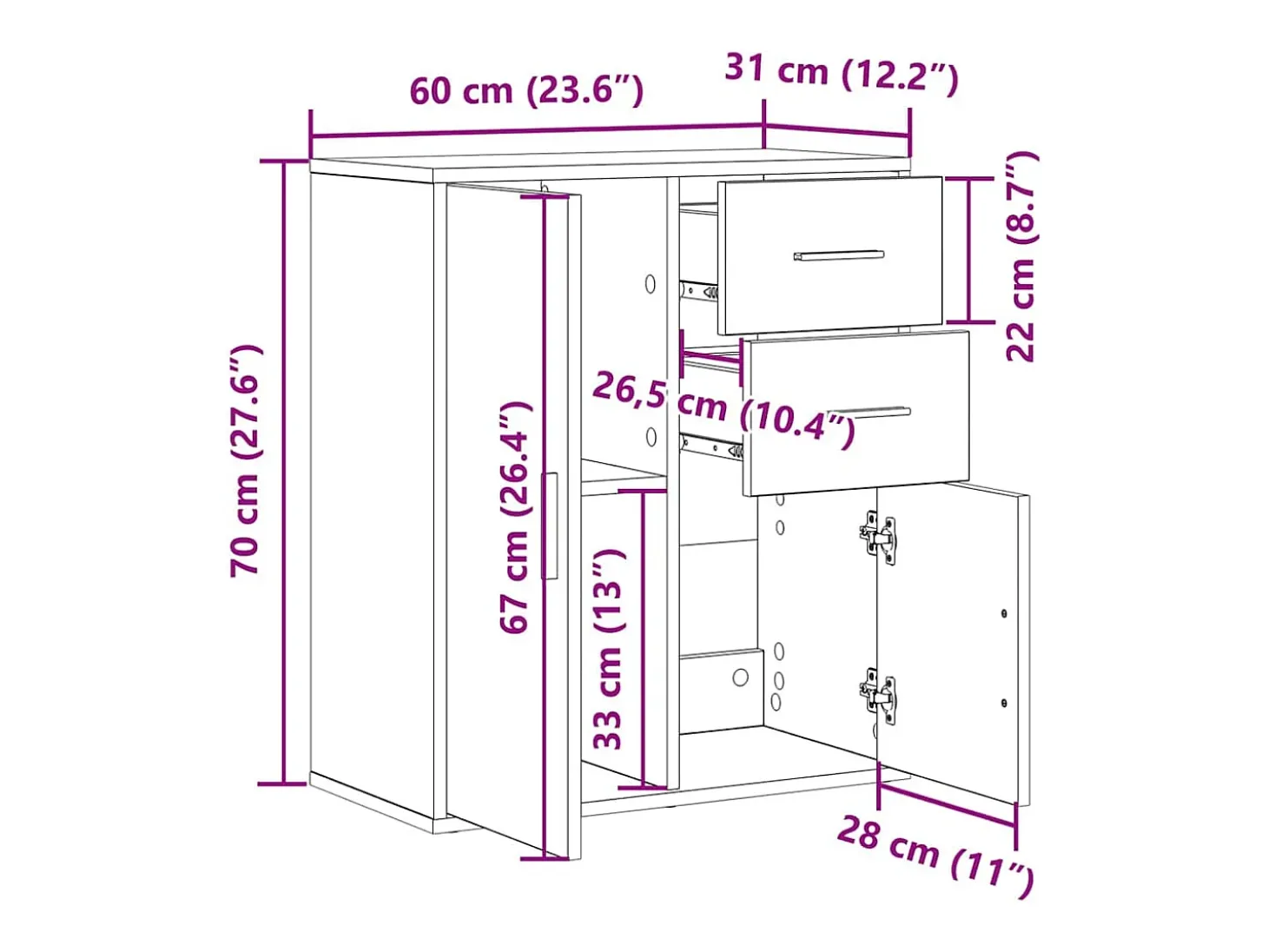 Vitrina Roble artisan 60 x 31 x 70 cm Madera contrachapada