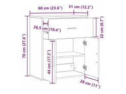 Vitrina Roble artisan 60 x 31 x 70 cm Madera contrachapada
