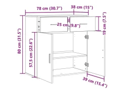 Vitrina Roble artisan 79 x 38 x 80 cm Madera contrachapada