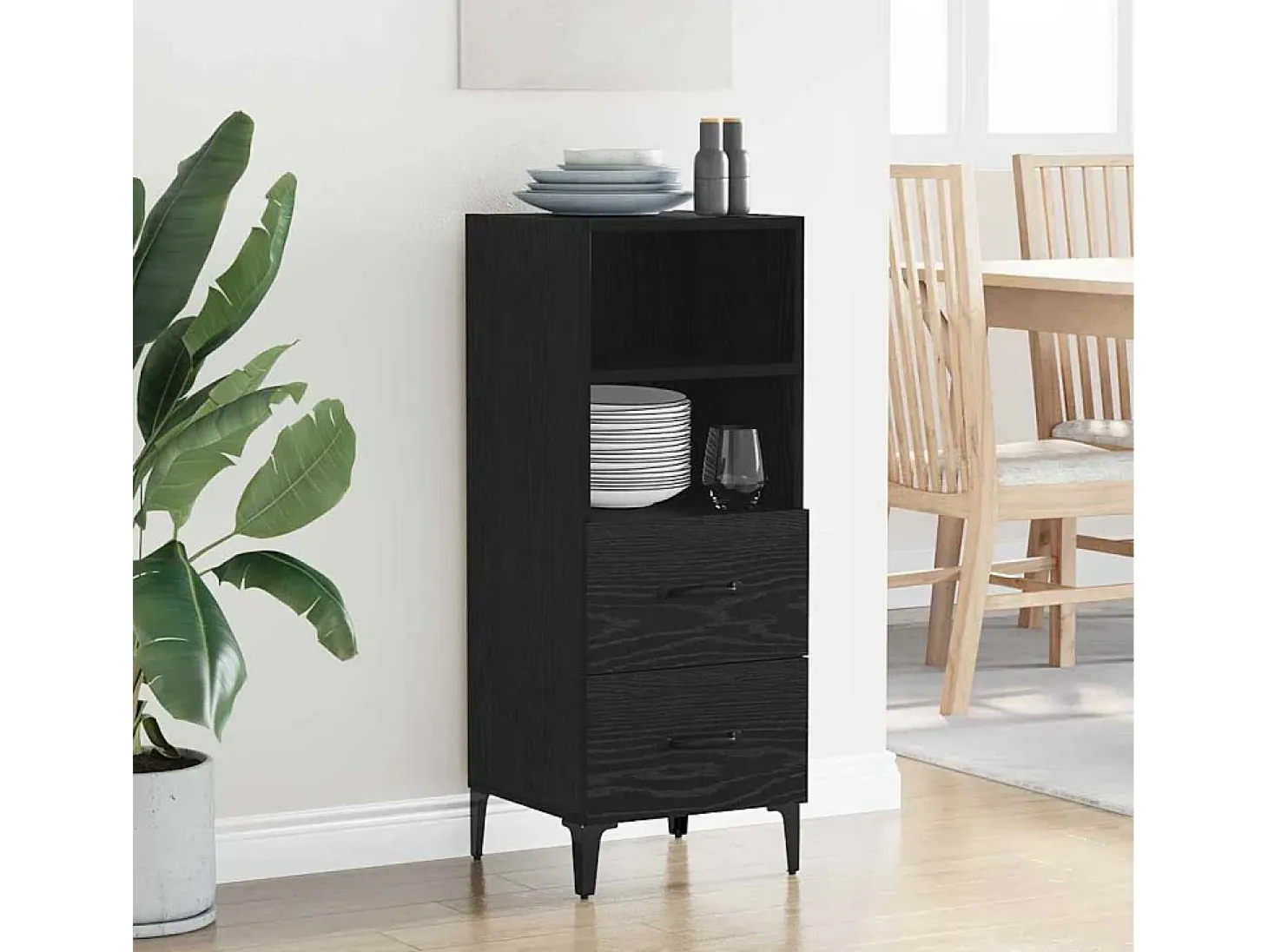 Vitrina Roble negro 34 x 34.5 x 90 cm Madera contrachapada