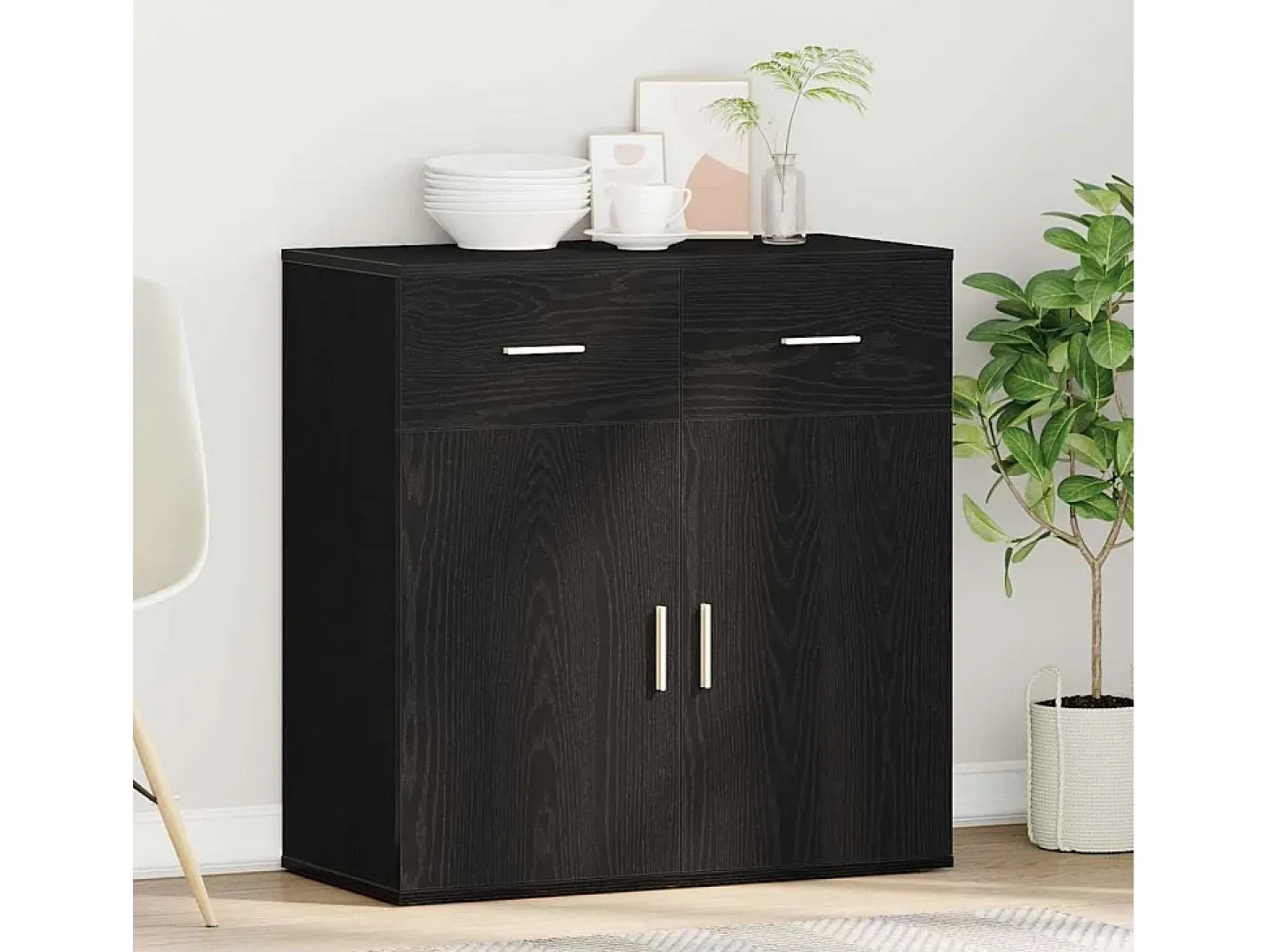 Vitrina Roble negro 79 x 38 x 80 cm Madera contrachapada