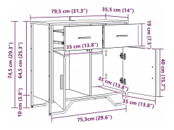 Vitrina Roble negro 79.5 x 35.5 x 74.5 cm Madera contrachapada
