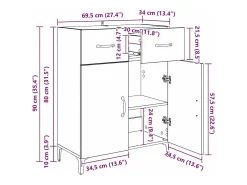 Vitrina Roble negro 34 x 69.5 x 90 cm Madera contrachapada
